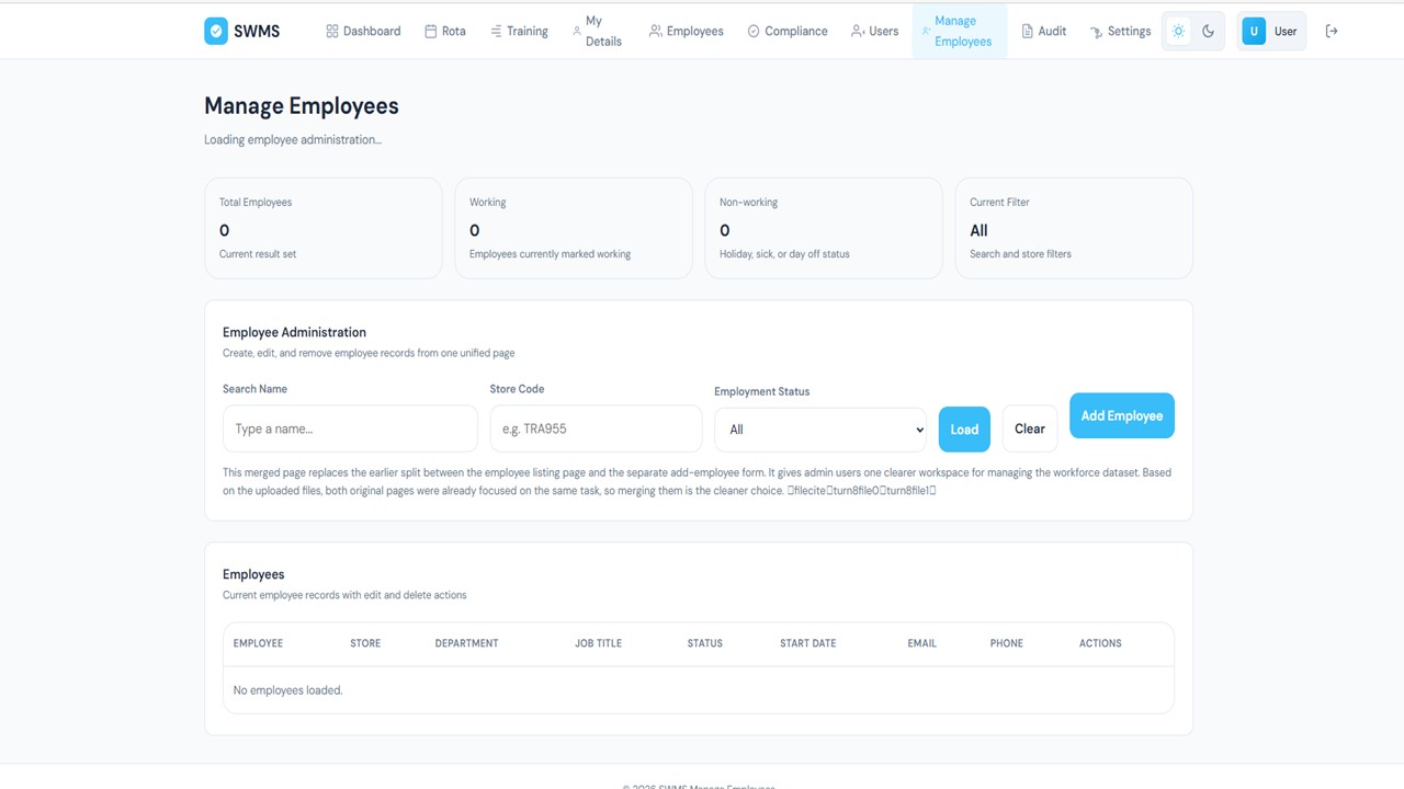 Manage employees screenshot