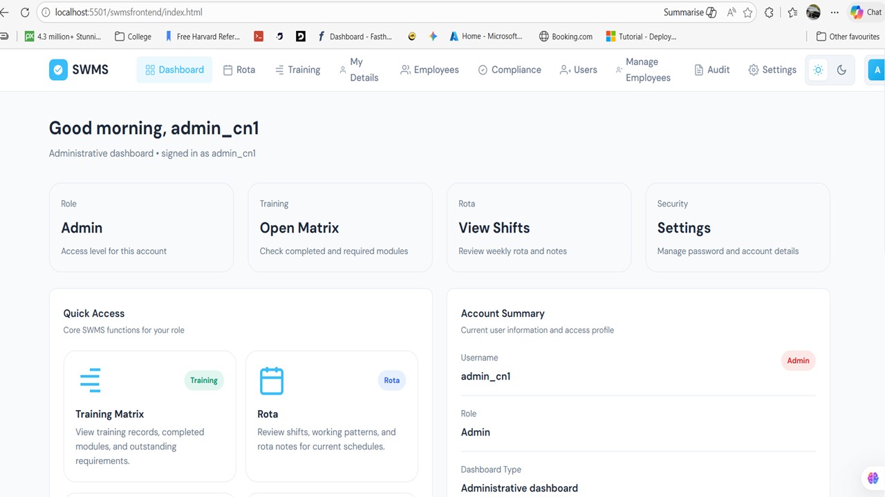 Dashboard screenshot